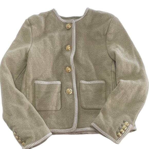Dunst Jacket Womens X Small Beige Tweed Boucle Gold Button Blazer Wool - Picture 2 of 11